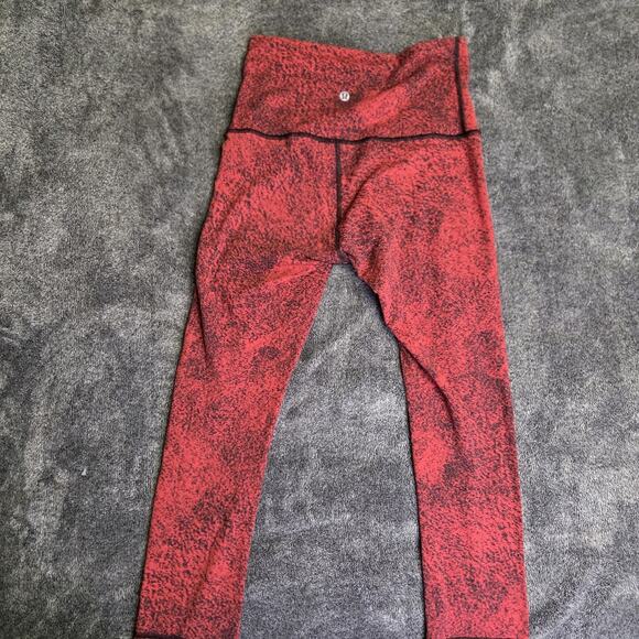 Lululemon Workout Leggings Wunder Train High Rise Tight 25" Red And Black Size 6 - Picture 2 of 5